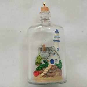 Hallmark Seaside Lighthouse House In A  Bottle Christmas Tree Ornament